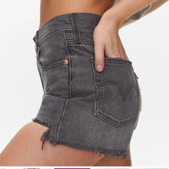 Levi's Premium 501 Cut Off  Denim Shorts 100% Cotton Button Fly Black Size 25 - Picture 2 of 12